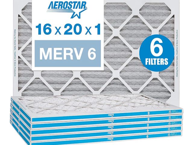Lot 96-173842 - Aerostar 16x20x1 MERV 6 Pleated Air Filter, AC Furnace Air Filter, 6 Pack (Actual size 15 3/4"x 19 3...