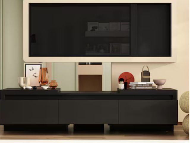 Lot 96-162052 - FUFU&amp;GAGA Modern/Contemporary Black TV cabinet Integrated TV Mount 
MSRP $239
New