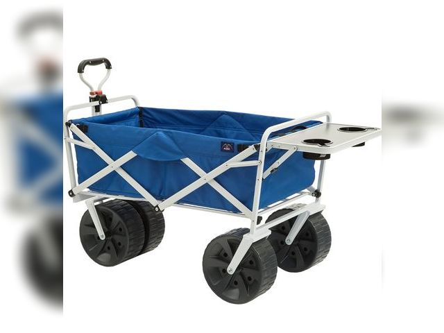 Lot 96-181365 - MacSports All Terrain Beach Wagon with Side Table|Heavy Duty Collapsible Folding Cart with Large Whe...