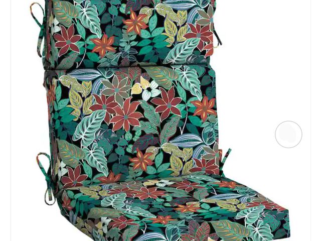 Lot 96-232547 - Hampton Bay High Back Universal Outdoor Cushion in Black Tropical New