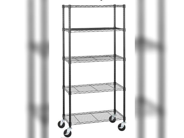 Lot 96-178363 - Amazon Basics 5-Shelf Adjustable, Heavy Duty Storage Shelving Unit on 4'' Wheel Casters, Metal Organ...
