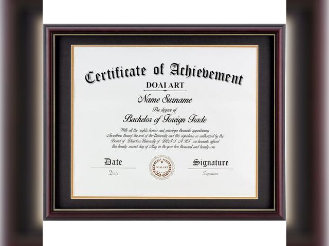 Lot 96-181717 - DOAI ART Diploma Frame 14 x 17 with Mat Solid Wood Display Document/Certificate 16x20 without Mat an...