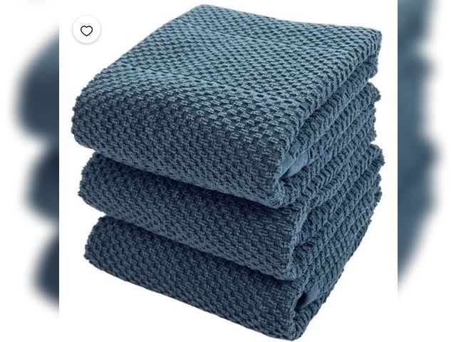 Lot 96-233262 - Serafina Home Textured Teal Blue Kitchen Dish Towels 100% Cotton Cloth Soft Cleaning Drying Absorben...