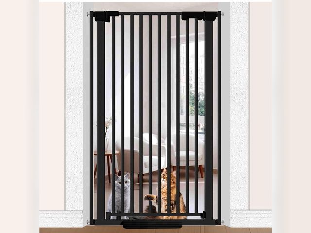 Lot 96-187490 - 51'' Extra Tall Cat Gate Barrier for Doorways Hallways, Pressure Mounted Pet Dog Gates No Drilling A...