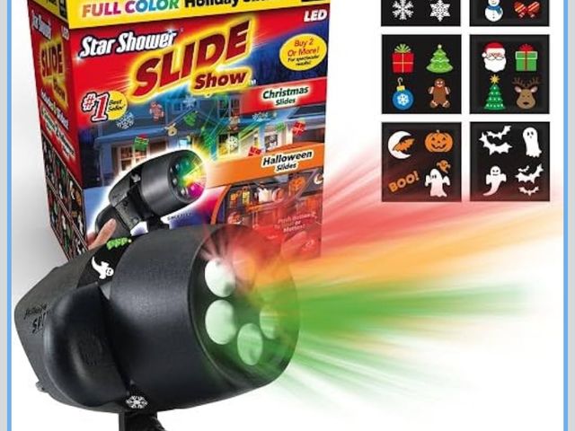 Lot 96-191104 - Star Shower Slide Show Full Color Projector Multi Purpose with 4 Christmas &amp; 2 Halloween Slides ...