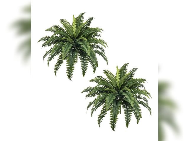 Lot 96-174346 - 35" Ferns Artificial Bush Plants Large, 2 Artificial Boston Ferns with 39 Fronds for Outdoors Home D...