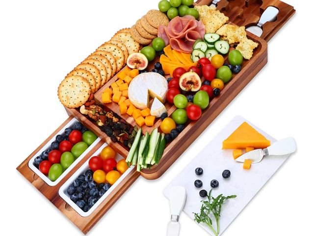 Lot 96-165927 - Cheese Board Set with Knife Set
( stock photo design may vary from product design  ) 

New .