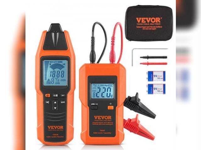 Lot 96-166997 - VEVOR Underground Cable Locator, 3 FT Max. Detection Depth, 12 to 600V (NVC) Wire Tracer Break Detec...