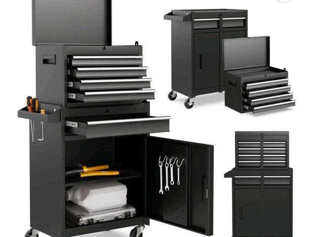 Lot 96-227174 - Costway 5-Drawer Rolling Tool Chest Cabinet Metal Tool Storage Box Lockable with Wheels Black
New 
M...