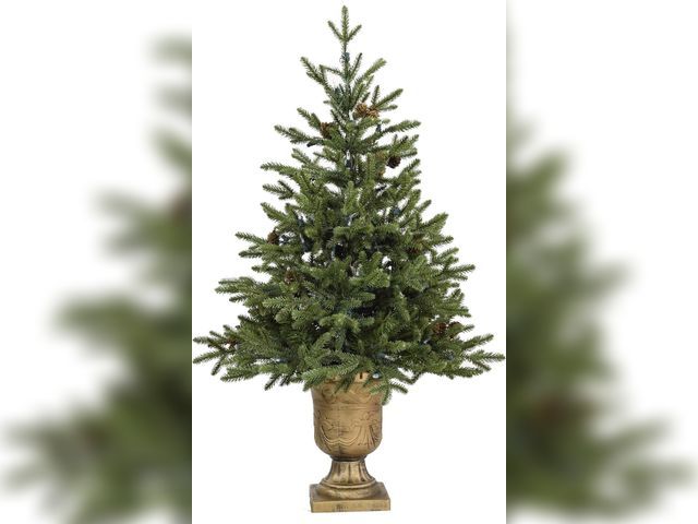 Lot 96-177201 - Appears to be Fraser Hill Farm 3-Ft. Noble Fir Accent Tree in Pedestal Urn, may vary slightly from s...