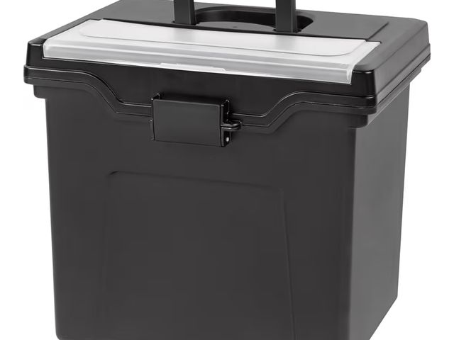 Lot 96-178334 - IRIS USA File Box with Lid File Organizer for Letter File w/ Organizer-Lid, Plastic Mobile Filing Or...