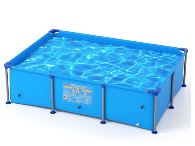 Lot 96-186654 - GYMAX 8.5' x 6' x 26" Metal Frame Above Ground Swimming Pool, Outdoor Backyard Famliy Pool w/Punctur...