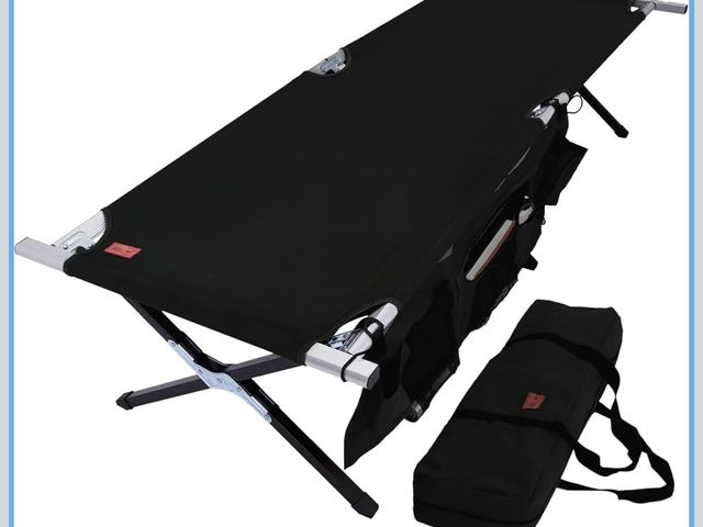 Lot 96-179950 - Tough Outdoors Camping Cot for Adults - Oversized Camping Cot - Durable Heavy Duty Military Bed - El...