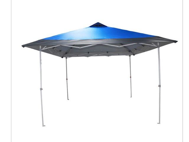 Lot 96-162885 - Everbilt 12 ft. x 12 ft. Blue Mega Shade Pop-Up Canopy with Grey Trim MSRP $189 New