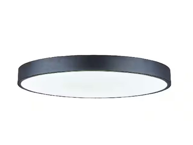 Lot 96-198903 - 20 in. 180-Watt Black Integrated LED Flush Mount with White Acrylic Shade
New