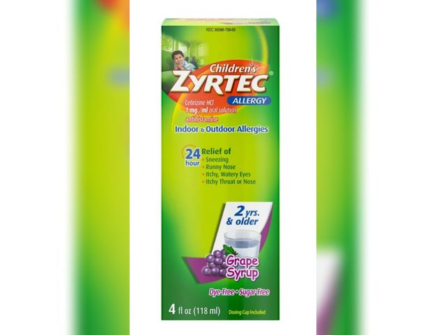 Lot 96-200999 - Children's Zyrtec 24 Hour Allergy Relief Syrup, Grape Flavor, 4 fl. oz
New
Expires 02/2027
