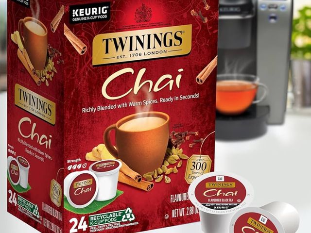 Lot 96-164550 - Twinings Chai Flavoured Black Tea K-Cup Pods for Keurig, Naturally Sweet and Savoury Spice Flavours,...