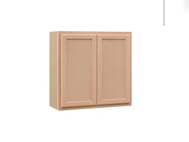 Lot 96-232803 - Hampton Bay Recessed Panel 30 in. W x 12 in. D x 30 in. H Assembled Wall Kitchen Cabinet in Unfinish...