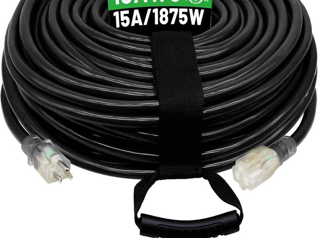 Lot 96-173343 - 100 Ft 10/3 Outdoor Extension Cord Waterproof Heavy Duty, 3 Prong Flexible Cold-Resistant Long Power...