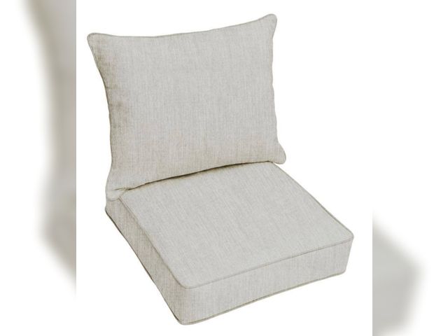 Lot 96-232445 - Deep Seating Outdoor Pillow and Cushion Set in Sunbrella Canvas Granite Unused  Some may have dirt m...