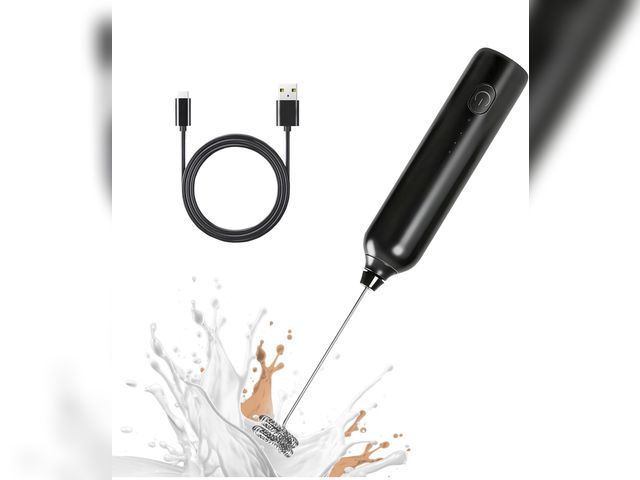 Lot 96-191165 - Milk Frother Rechargeable Handheld Electric Whisk Coffee Frother 3 Speed Adjustable Foam Maker Blend...