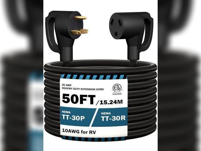 Lot 96-277139 - 50FT RV Extension Cord 30 Amp, RV Power Extension Cord NEMA TT-30P Male to TT-30R Female Heavy Duty ...