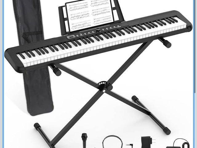 Lot 96-187539 - 88 Key Digital Piano, Semi Weighted Electronic Keyboard Piano with Music Stand, Power Supply, Sustai...