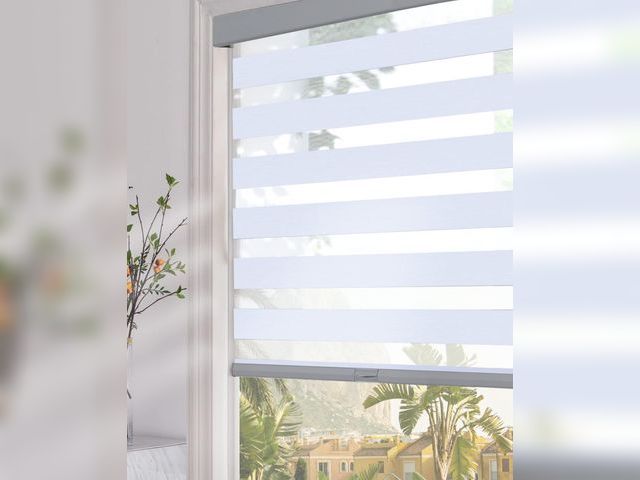 Lot 96-178951 - Persilux Blackout Cordless Zebra Blinds for Windows (46" W x 72" H, Light Grey) with Upgraded Casset...