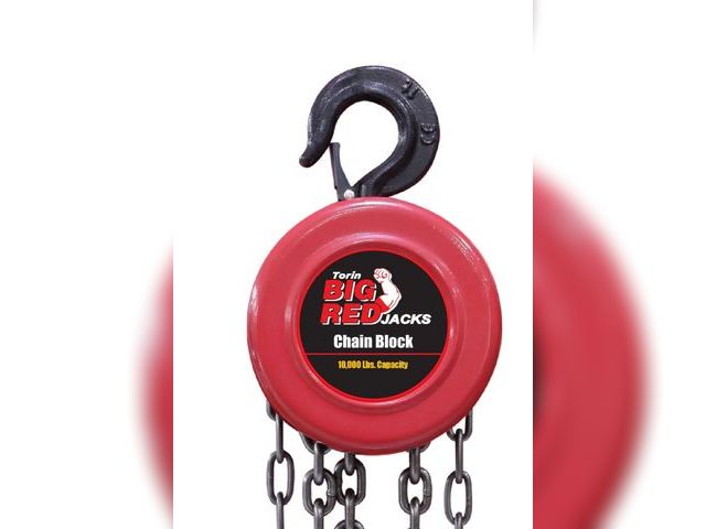 Lot 96-191993 - BIG RED 5 Ton Manual Hand Lift Steel Chain Block Hoist with 2 Hooks,10000lbs Capacity,Red Unused, so...
