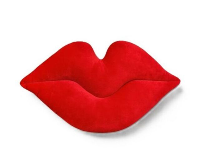 Lot 96-167283 - 2 Pack Lips Forever Oversized Red Lip Shaped Accent Pillow w/ Velvet Exterior 10" x 17" New