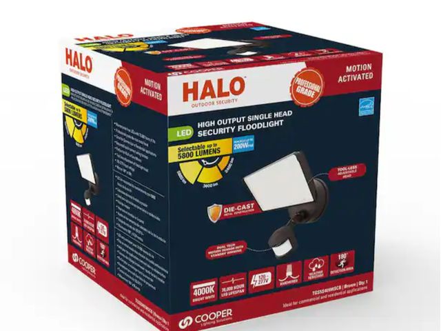 Lot 96-182451 - HALO 
TGS Bronze, Motion Sensor, Outdoor Integrated LED Flood Light with Square Single Head, 4000K, ...