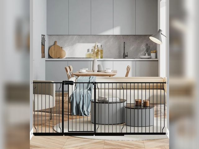 Lot 96-160398 - Fairy Baby Extra Wide Baby Gate 85.8-90.5 Inch Wide, Walk Through Pressure Mounted No Drill, Long an...