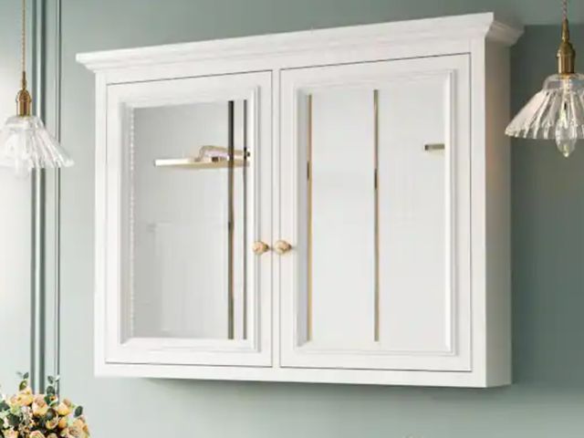 Lot 96-212010 - FORCLOVER Fully Assembled 40 in. W x 30 in. H Rectangular Surface Mount Solid Wood Medicine Cabinet ...