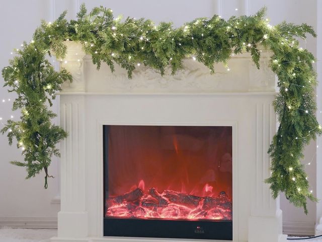 Lot 96-194307 - MISSPIN Christmas Garland with Lights, Real Touch Winter Pine Garland, Green Artificial Greenery Gar...