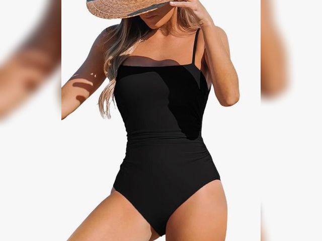 Lot 96-166202 - CUPSHE Women Swimsuit One Piece Bathing Suit Square Neck Cutout Back Tummy Control with Adjustable S...