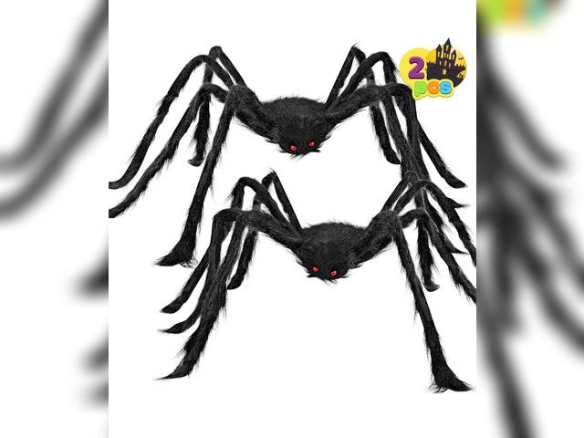 Lot 96-187453 - JOYIN 2 Pack 4 Ft Halloween Spider Decorations Outdoor, Scary Large Giant Spiders with Adjustable Le...