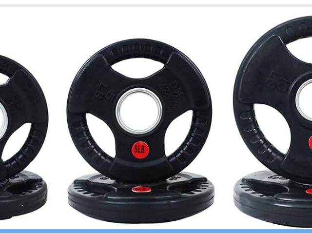 Lot 96-178362 - Fitvids Olympic Cast Iron Plate for Strength Training and Weightlifting, Pairs, Sets or Set with Bar...