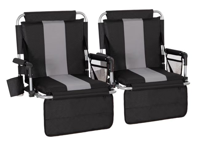Lot 96-177738 - Folding Stadium Seat Bleacher Chair with Cup Holder, Mesh Bag and Hide Hooks, Portable Stadium Chair...