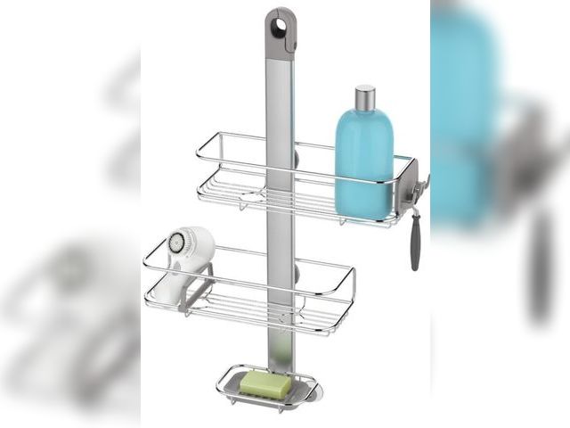 Lot 96-163556 - simplehuman Adjustable Shower Caddy, Stainless Steel and Anodized Aluminum

New