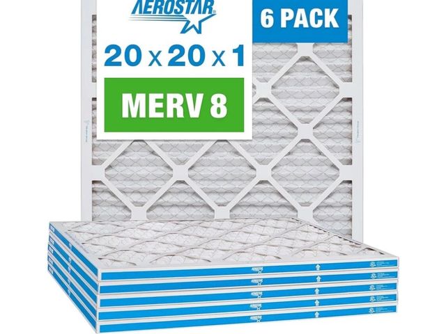 Lot 96-178528 - Aerostar 20x20x1 MERV 8 Pleated Air Filter, AC Furnace Air Filter 6 count 
New