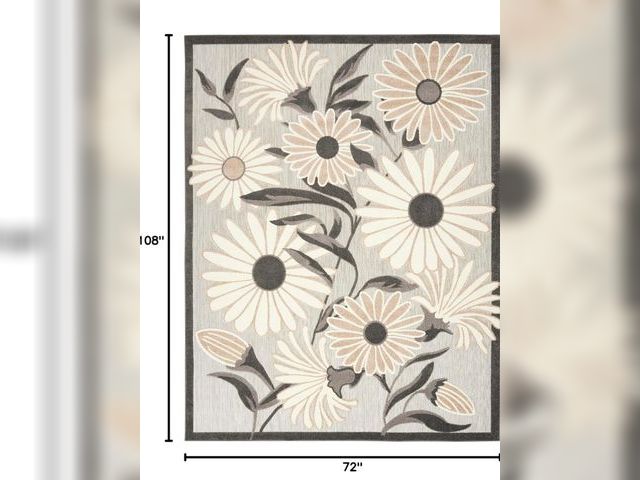 Lot 96-172508 - Nourison Home Aloha Indoor/Outdoor Beige 6' x 9' Area-Rug, Easy-Cleaning, Non Shedding, Bed Room, Li...
