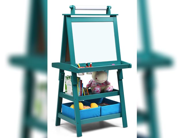 Lot 96-192526 - Costway 3 in 1 Double-Sided Wooden Kid's Art Easel Whiteboard Blue
New