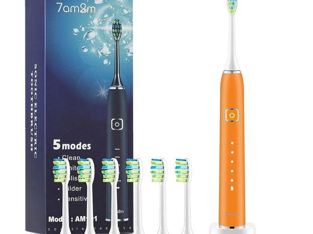 Lot 96-171010 - 7AM2M Sonic Electric Toothbrush with 6 Brush Heads for Adults and Kids, One Charge for 90 Days, Wire...