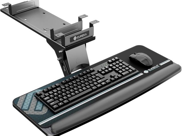 Lot 96-164335 - EUREKA ERGONOMIC Keyboard Tray Height Adjustable, Swivel Tilt Computer Keyboard Drawer Under Desk, 2...