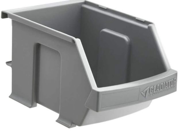 Lot 96-190115 - Gladiator
4 in. H x 4.5 in. W x 7 in. D Garage Storage Small Item Gray Plastic Bins for GearTrack or...