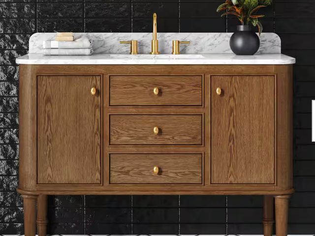 Lot 96-179518 - Collette 48 in. Single Sink Cinnamon Oak Bath Vanity with White Carrara Marble Top (Assembled)
by
Ho...