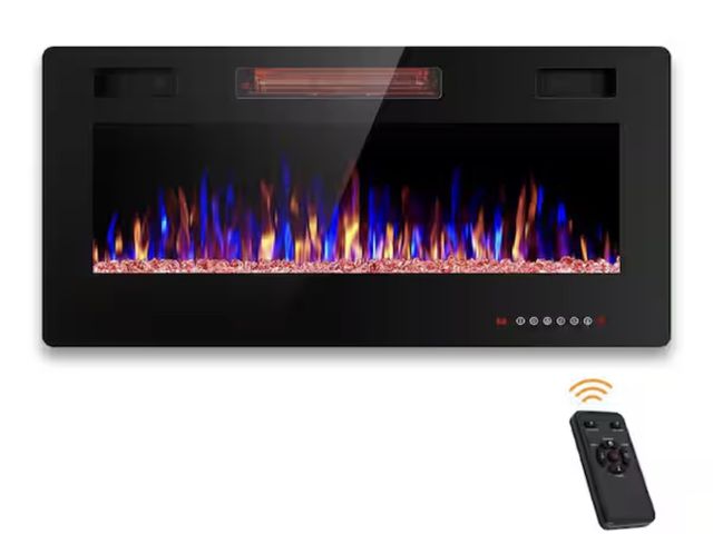Lot 96-206744 - R.W.FLAME 36 in. Wall Mount Low Noise Electric Fireplace with Remote Control and Touch Screen, Multi...