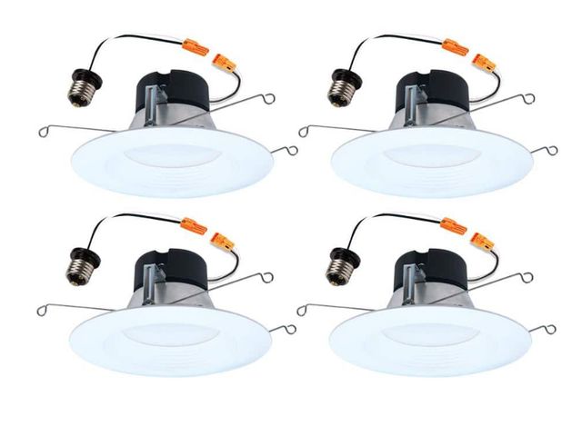 Lot 96-162292 - HALO LT 5/6 in. Integrated LED Recessed Light Trim Retrofit Module with Baffle Trim 5CCT 750lm (4-Pa...