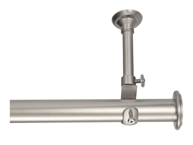 Lot 96-190215 - YunNephele Ceiling Curtain Rod 56-108 inch Nickel Brushed,Adjustable Metal Single Window Curtain Rod...