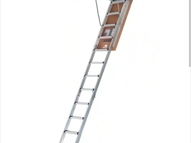 Lot 96-189070 - Louisville Ladder

7.8 ft.-10.3 ft. Ceiling Height Aluminum Attic Ladder (25.5 in. x 54 in. Rough Op...